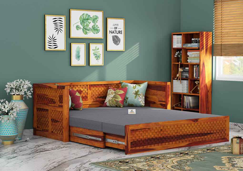 Utepils Wooden Sofa Cum Bed - Urbnfurnish