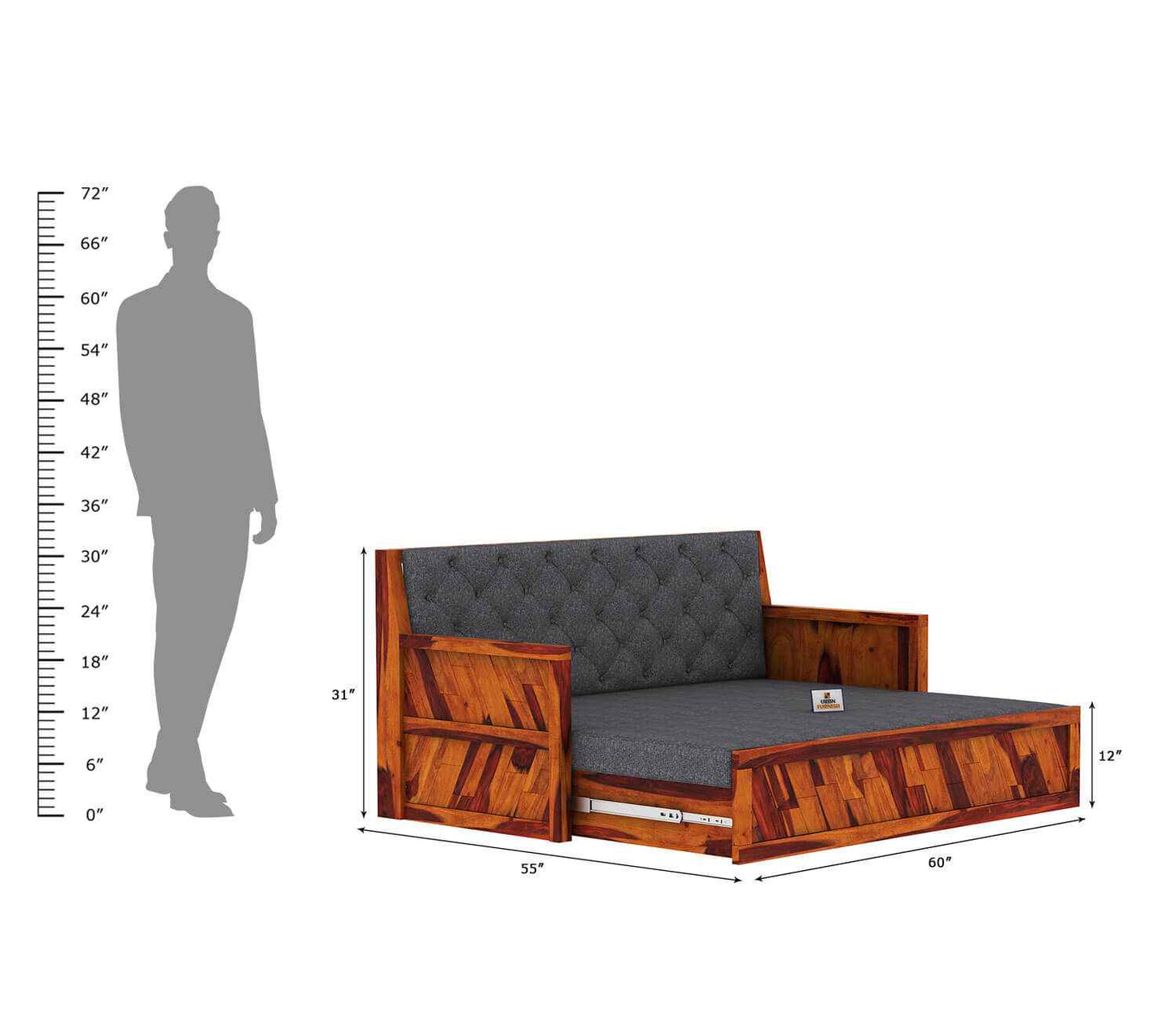 Kavan Wooden Sofa Cum Bed - Urbnfurnish