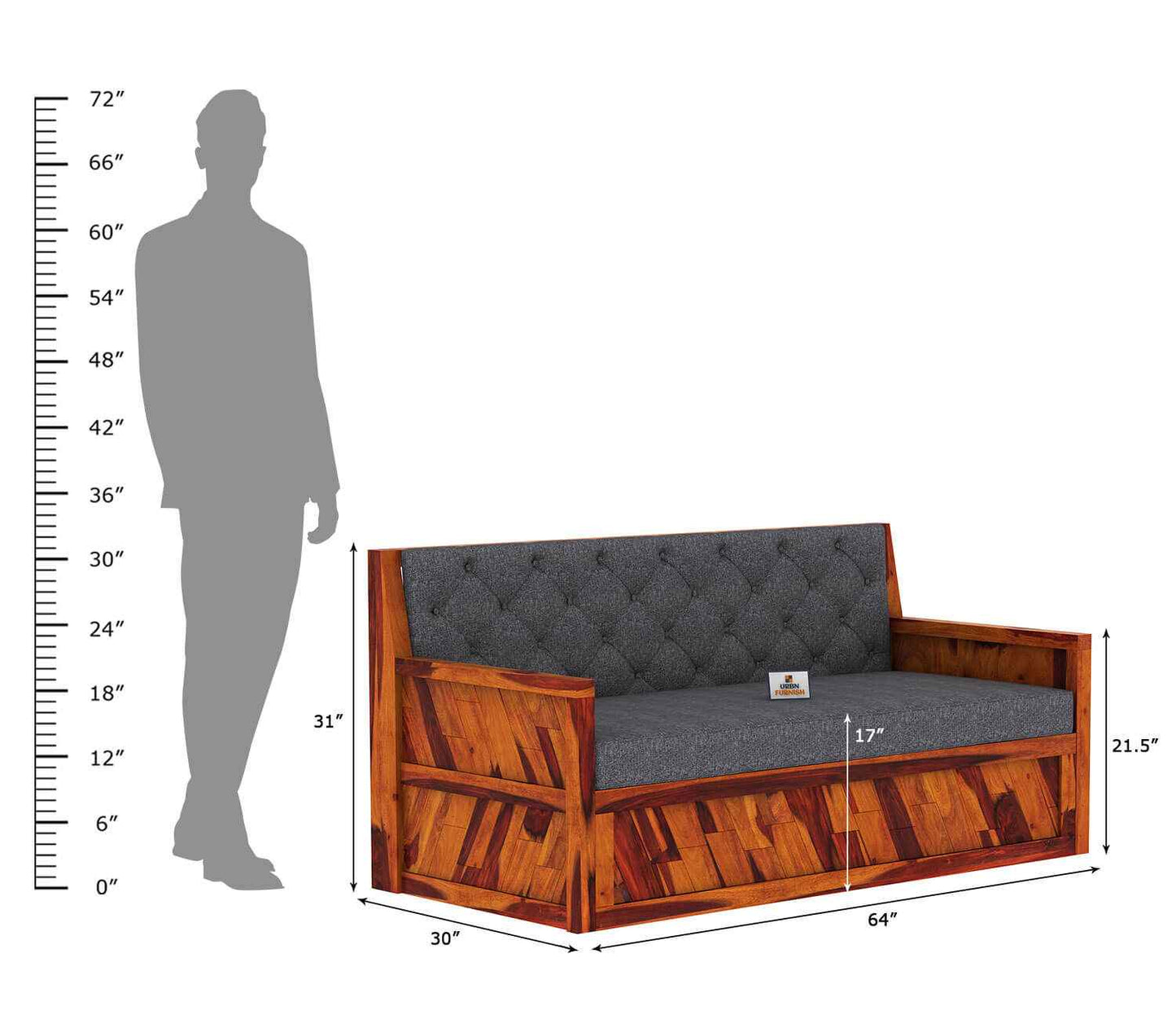 Kavan Wooden Sofa Cum Bed - Urbnfurnish