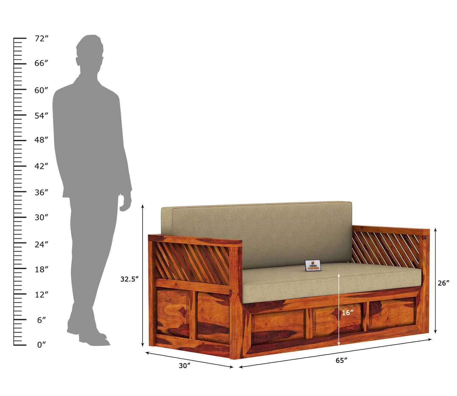 Petrichor Wooden Sofa Cum Bed - Urbnfurnish