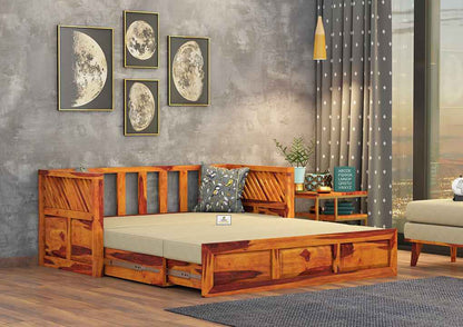 Petrichor Wooden Sofa Cum Bed - Urbnfurnish