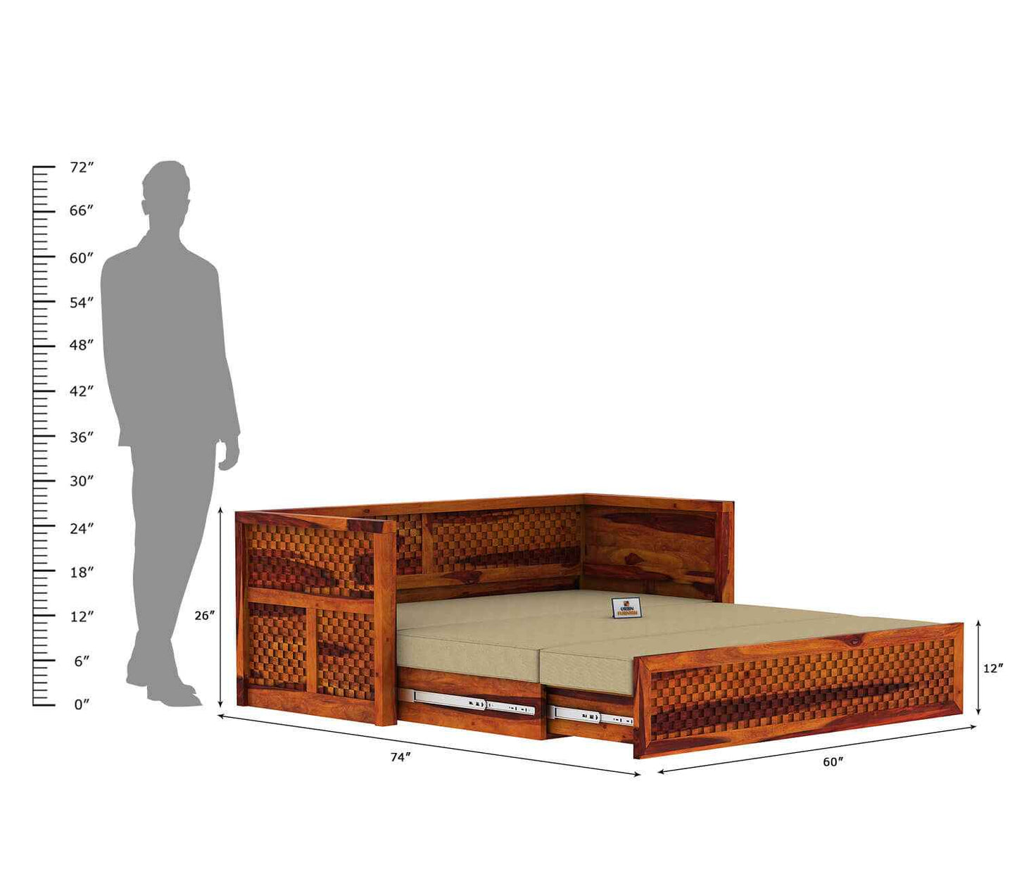 Utepils Wooden Sofa Cum Bed - Urbnfurnish