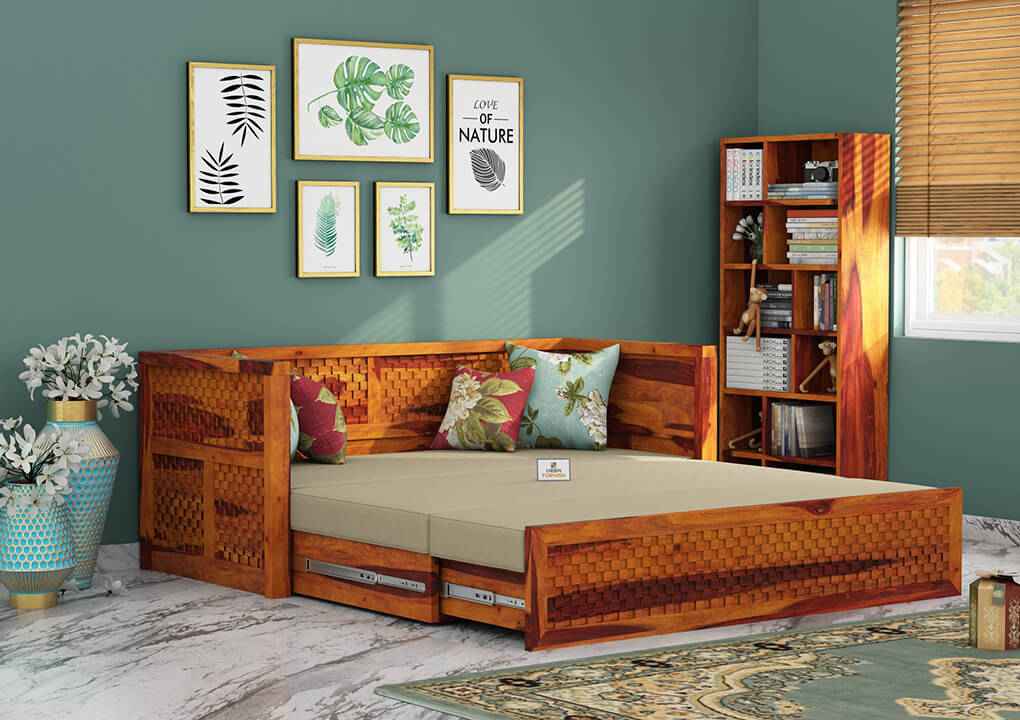 Utepils Wooden Sofa Cum Bed - Urbnfurnish