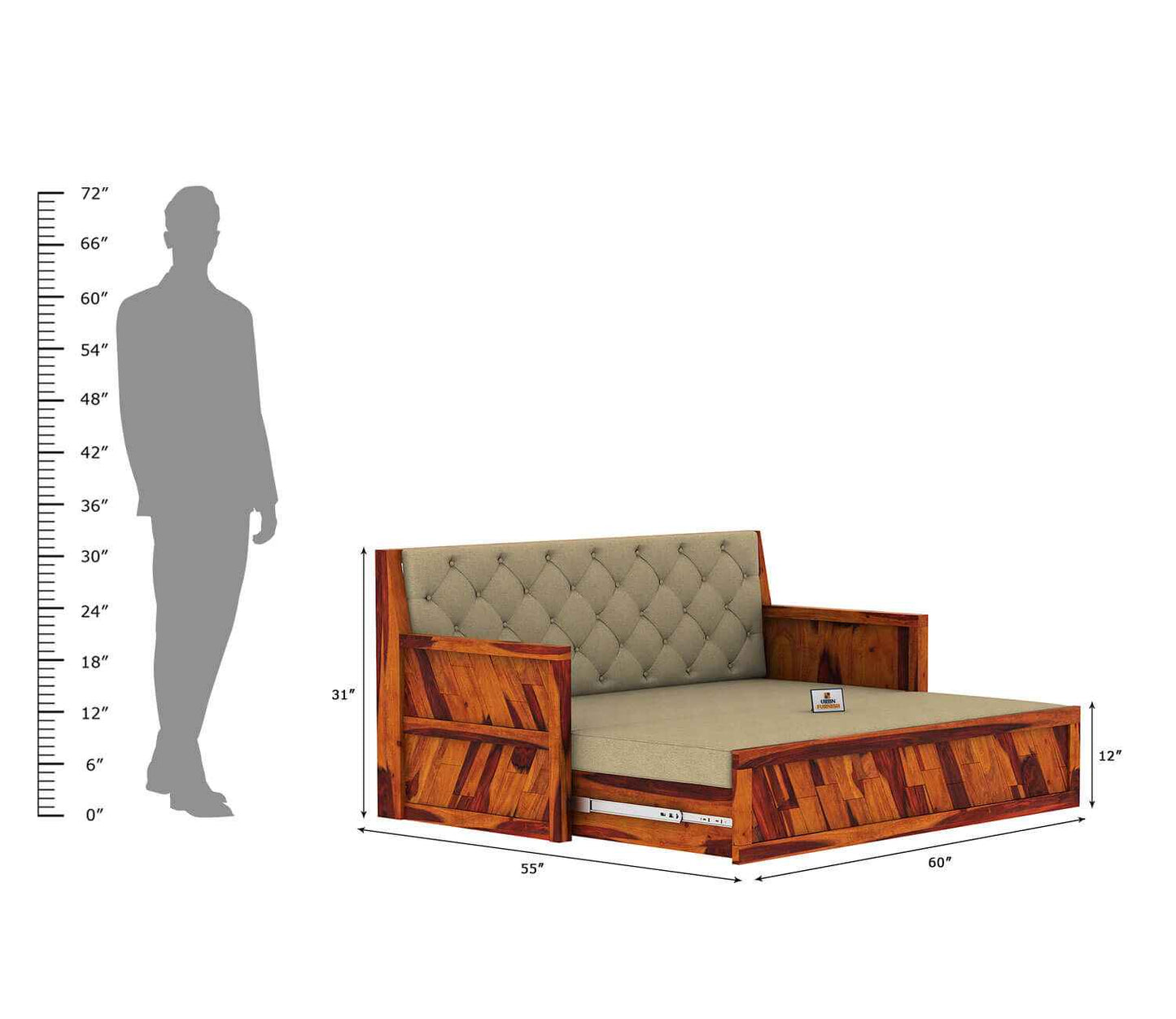 Kavan Wooden Sofa Cum Bed - Urbnfurnish