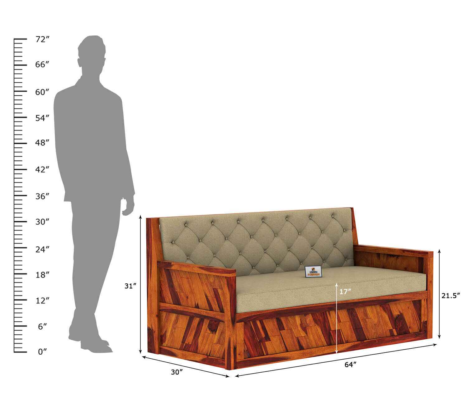 Kavan Wooden Sofa Cum Bed - Urbnfurnish