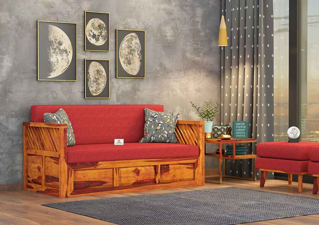 Petrichor Wooden Sofa Cum Bed - Urbnfurnish