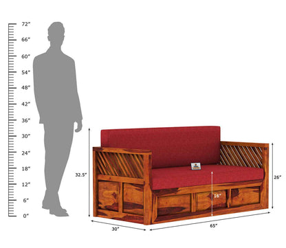 Petrichor Wooden Sofa Cum Bed - Urbnfurnish