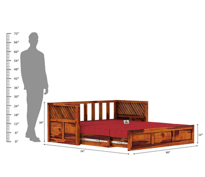 Petrichor Wooden Sofa Cum Bed - Urbnfurnish