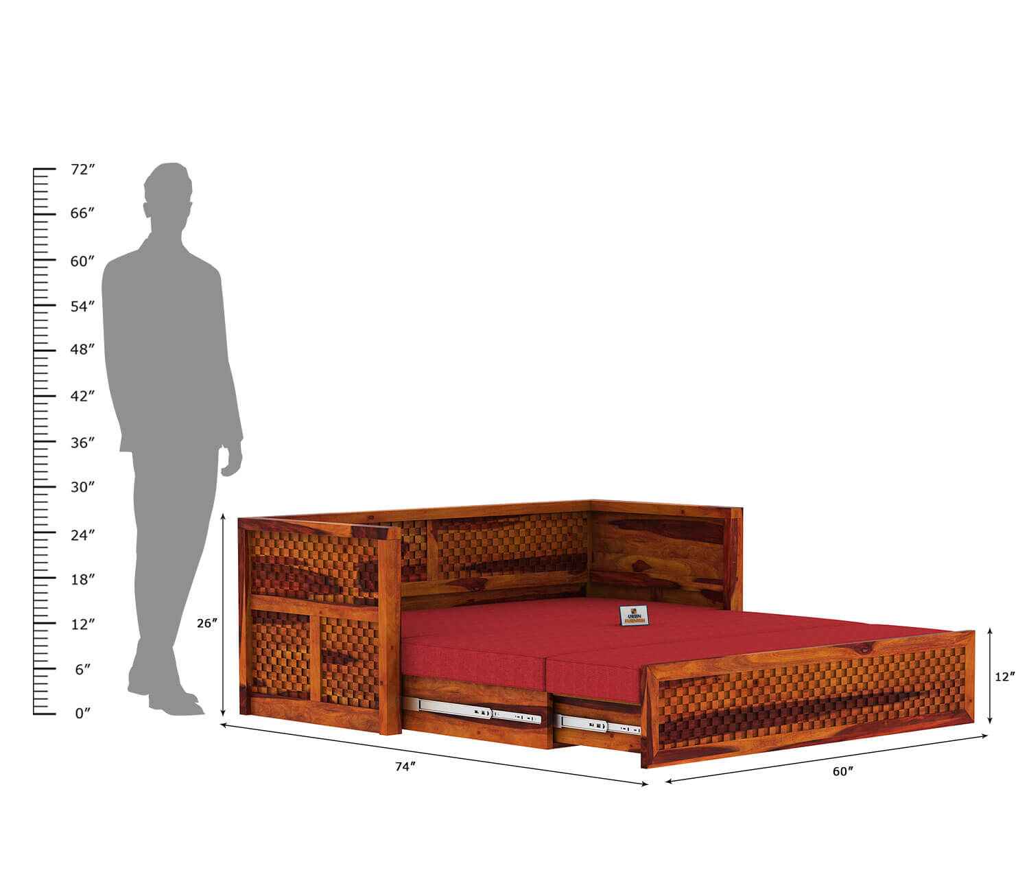Utepils Wooden Sofa Cum Bed - Urbnfurnish