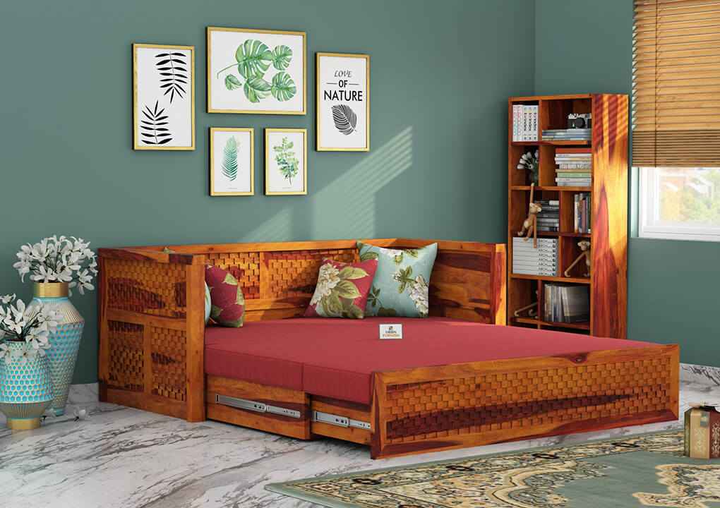 Utepils Wooden Sofa Cum Bed - Urbnfurnish