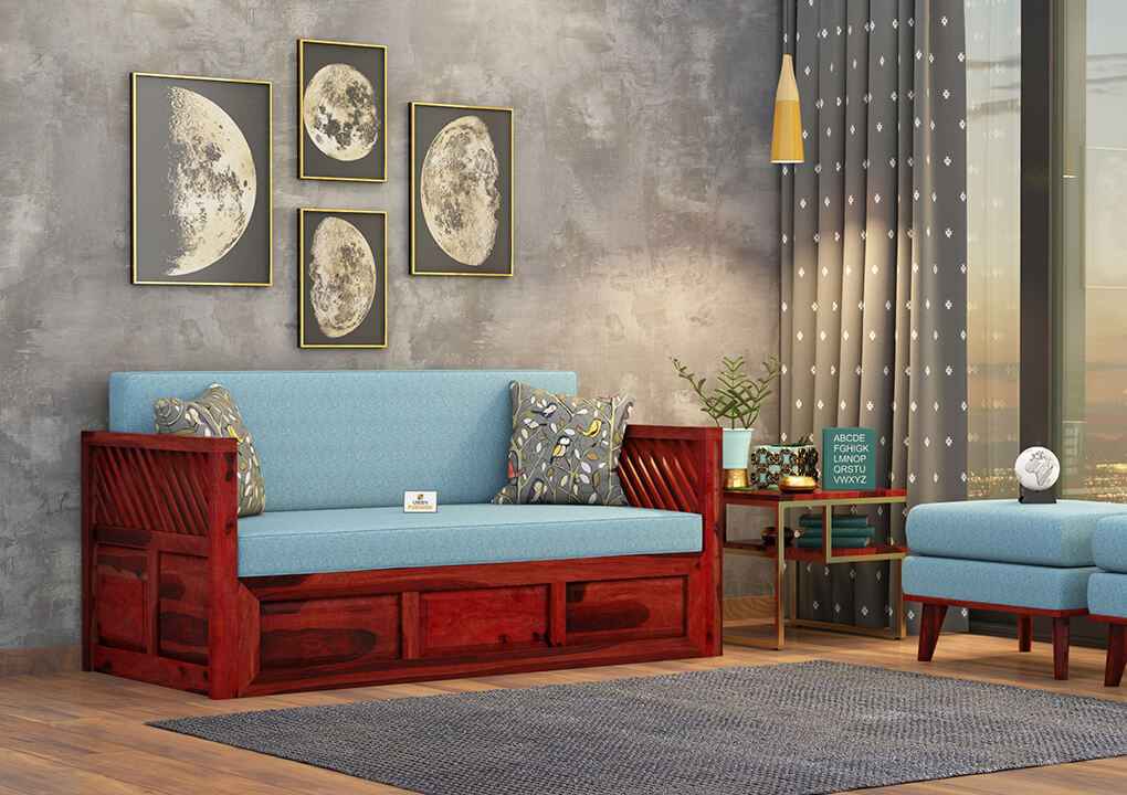 Petrichor Wooden Sofa Cum Bed - Urbnfurnish