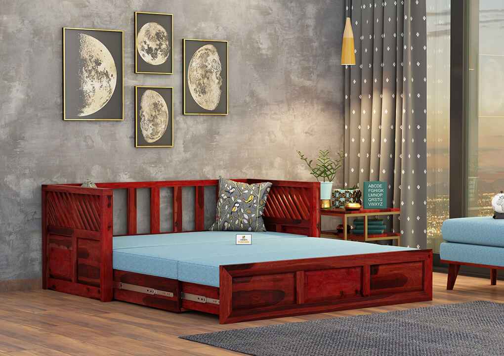 Petrichor Wooden Sofa Cum Bed - Urbnfurnish