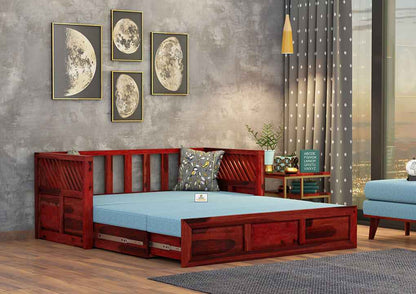 Petrichor Wooden Sofa Cum Bed - Urbnfurnish