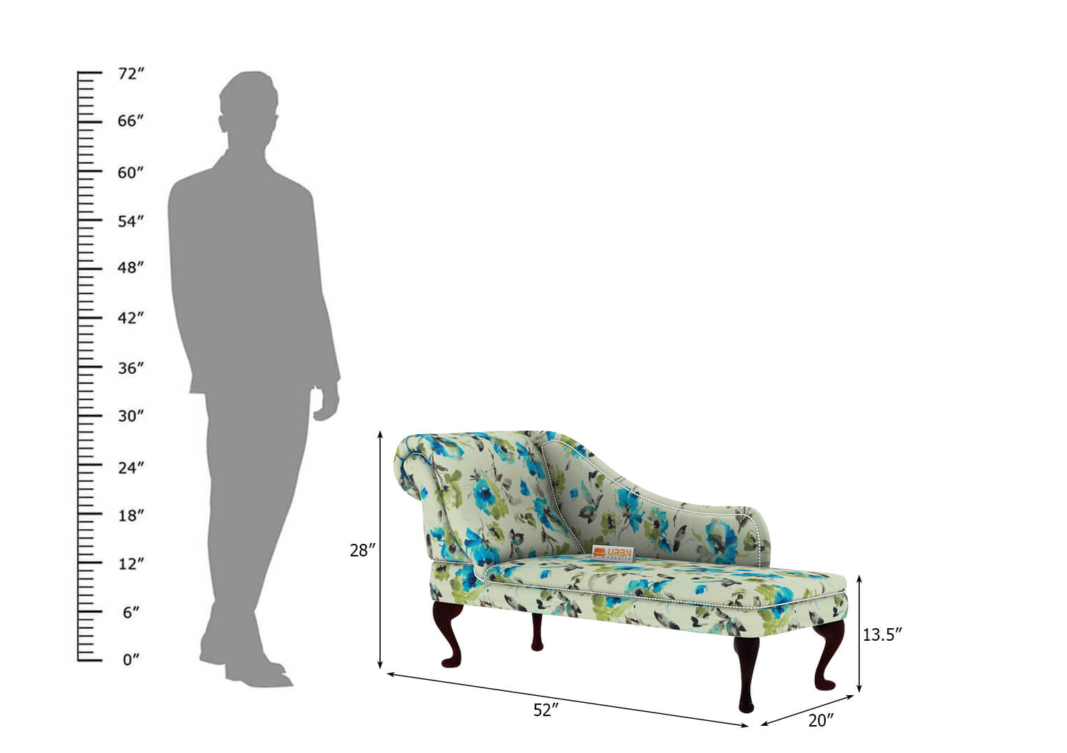 Urban Left Arm Chaise Lounge (Printed Fabric) - Urbnfurnish