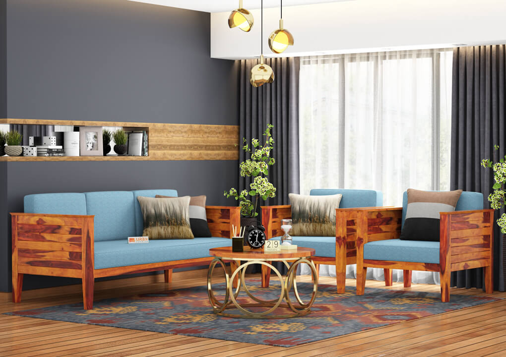 Venice Wooden 3+1+1 Sofa Set - Urbnfurnish