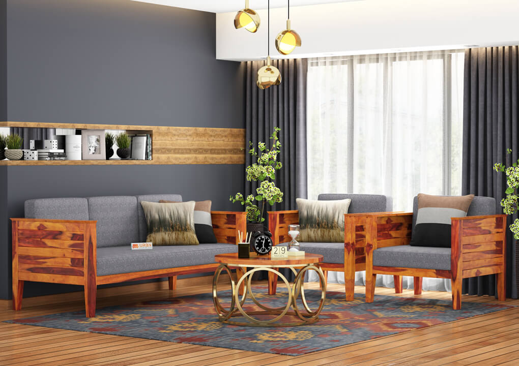 Venice Wooden 3+1+1 Sofa Set - Urbnfurnish