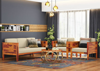 Venice Wooden 3+1+1 Sofa Set - Urbnfurnish