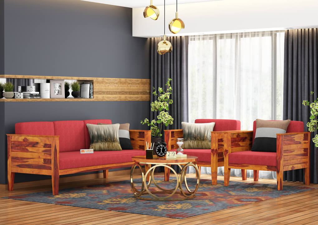 Venice Wooden 3+1+1 Sofa Set - Urbnfurnish
