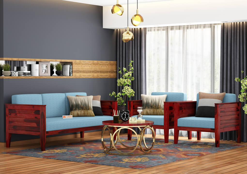 Venice Wooden 3+1+1 Sofa Set - Urbnfurnish