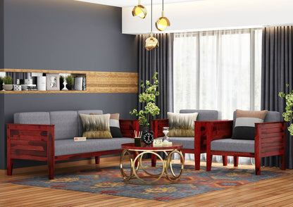 Venice Wooden 3+1+1 Sofa Set - Urbnfurnish