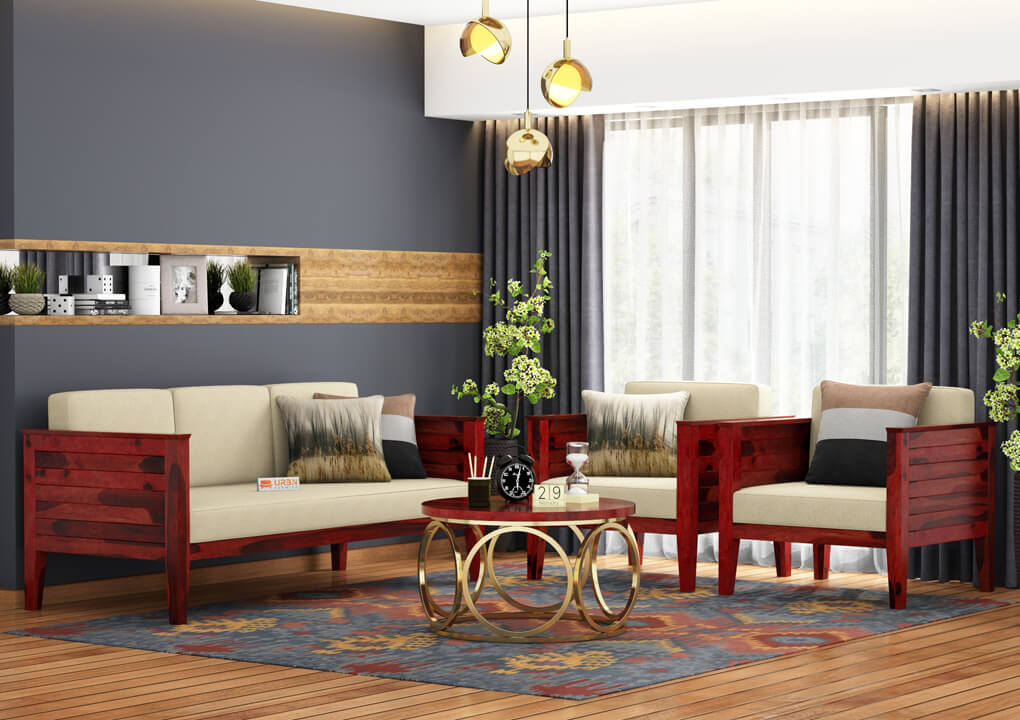 Venice Wooden 3+1+1 Sofa Set - Urbnfurnish