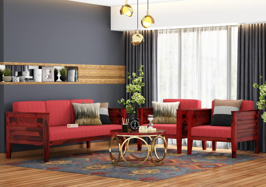 Venice Wooden 3+1+1 Sofa Set - Urbnfurnish