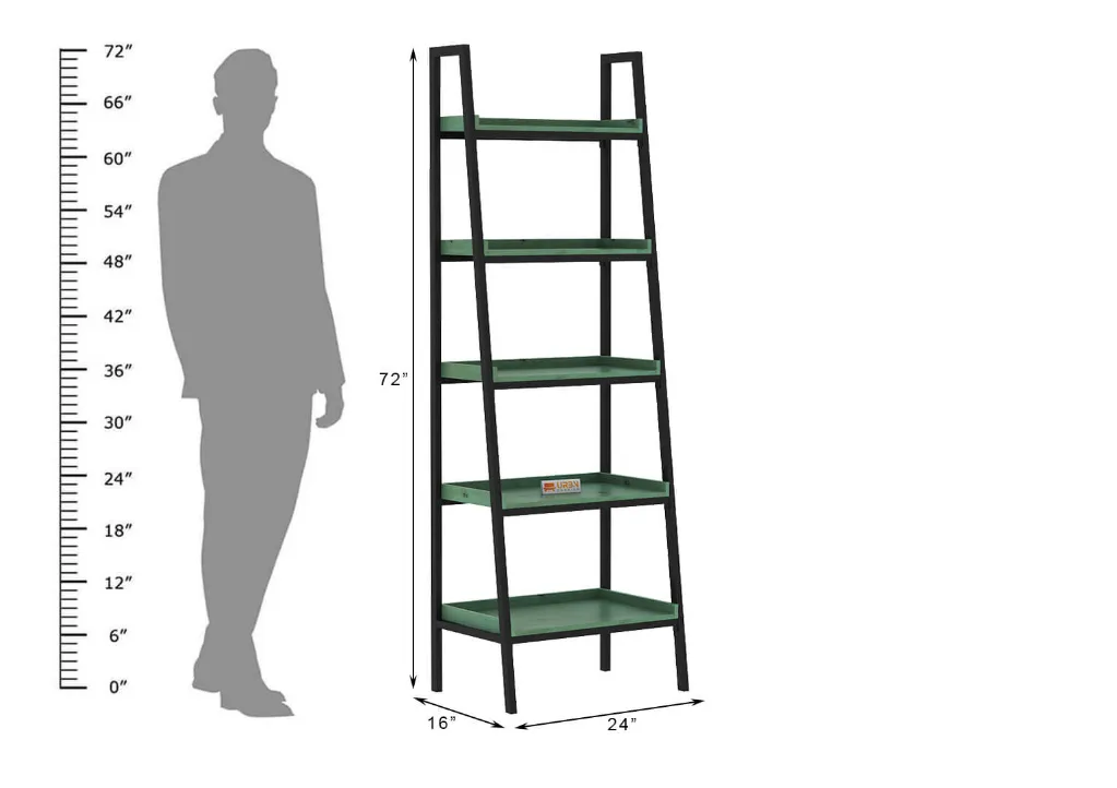 Lenni-5-Tier-Folding-Ladder-Bookshelf-Black-Green-Distress(8).webp
