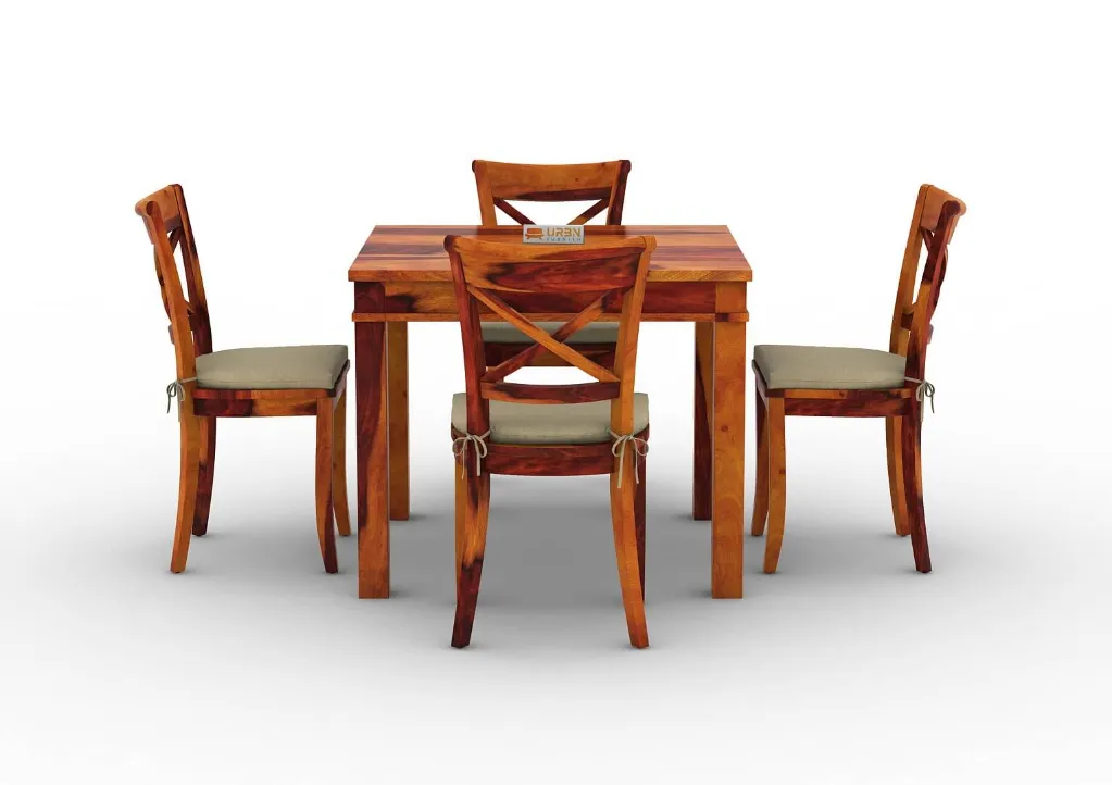 Rimana 4 Seater Compact Dining Set With Cushion (Honey)