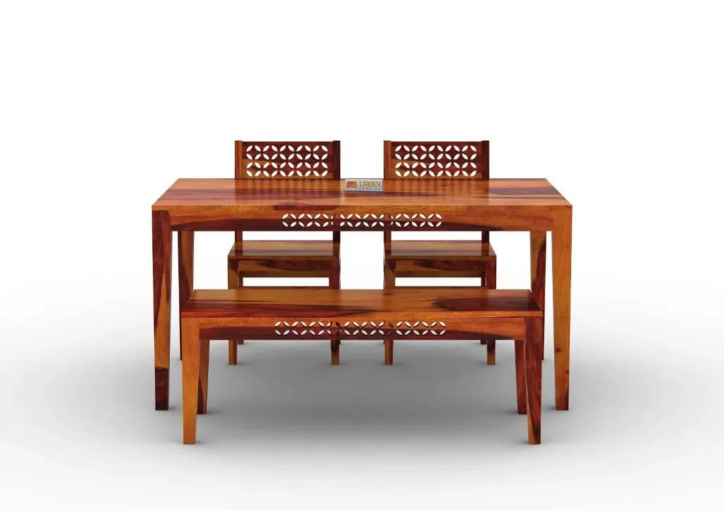 Muse 4 Seater Dining Set With Bench (Honey)