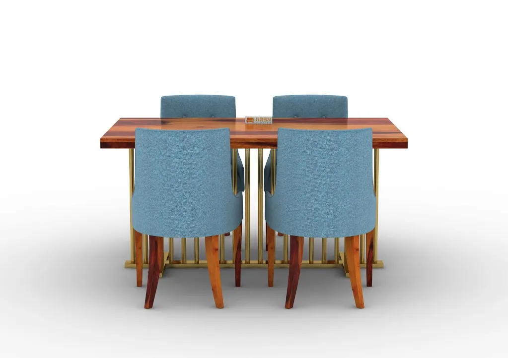 Irenic 4 Seater Dining Set (Honey, Blue)