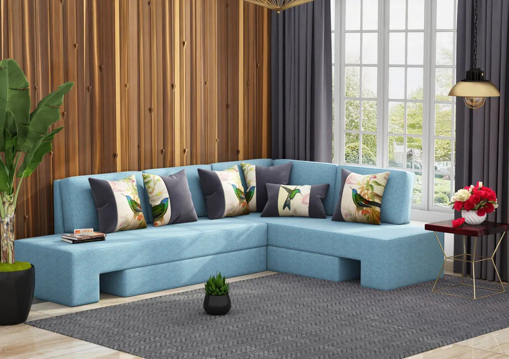 Casper L Shape Right Aligned   Sofa Cum Bed (Blue)