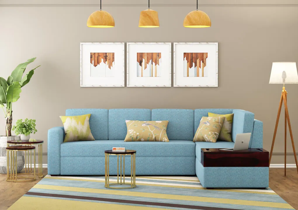 Surround L Shape Right Aligned   Sofa (Honey, Blue)