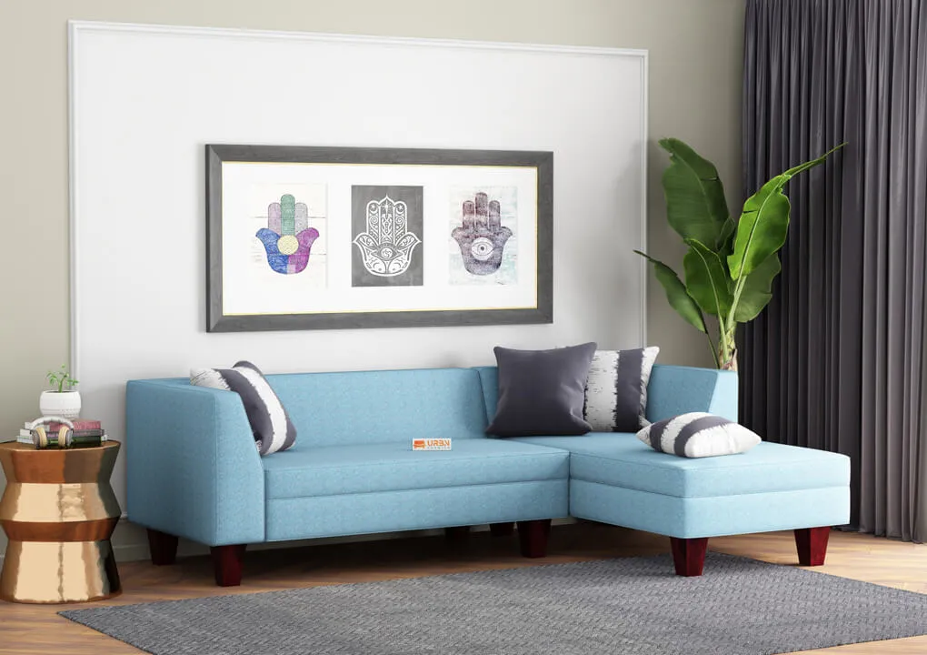 Dorian L Shape Right Aligned Sofa (Honey, Blue)