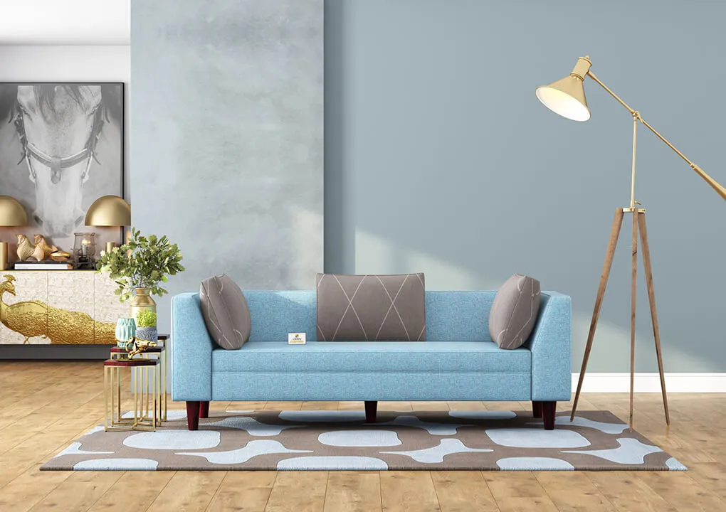 Forelsket Fabric 3 Seater Sofa (Blue)