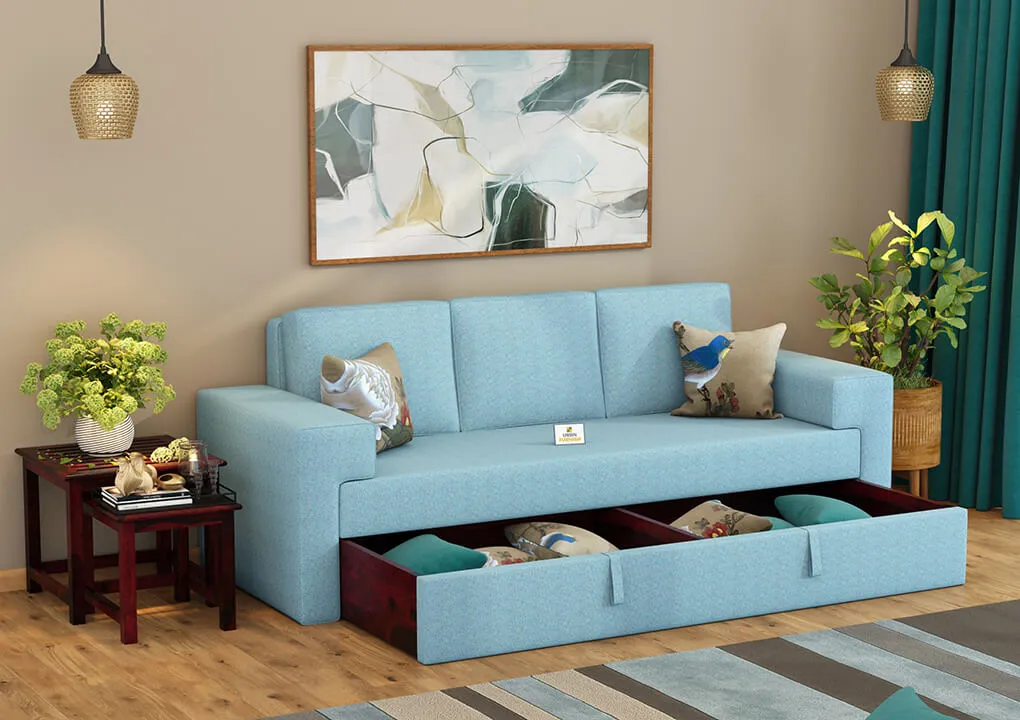 Mangata Fabric 3 Seater Sofa (Blue)