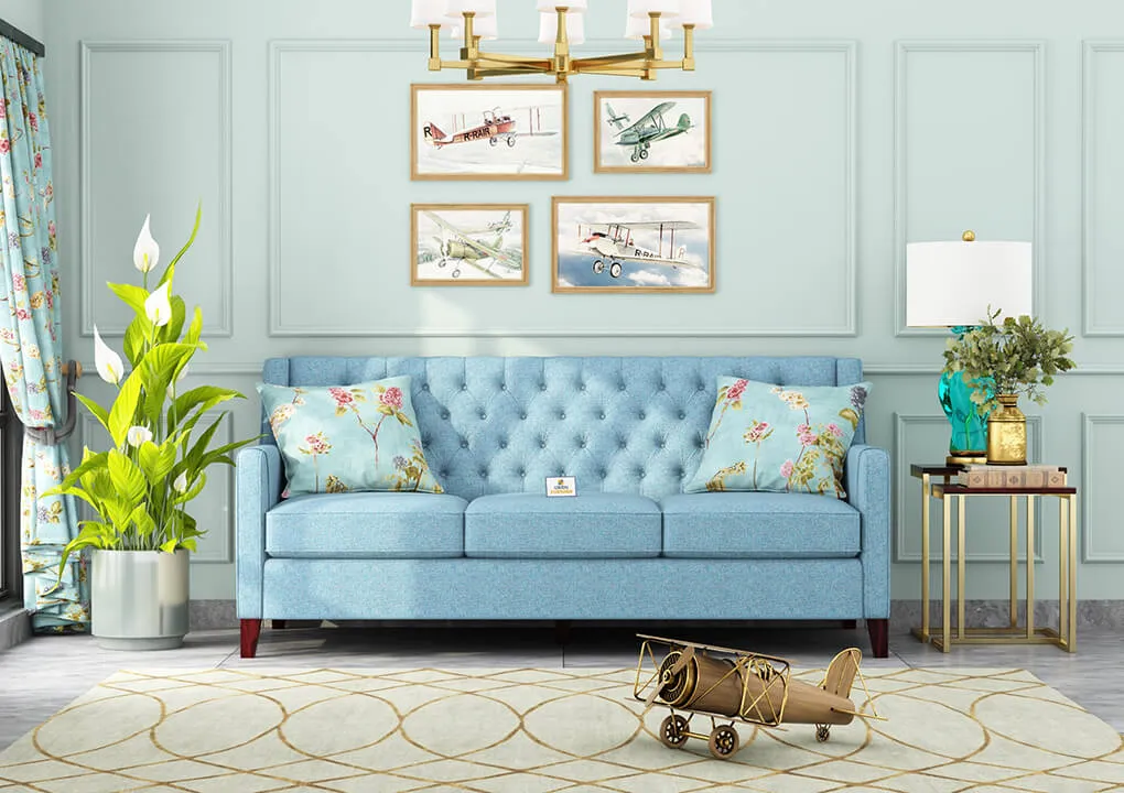 Dakota Fabric 3 Seater Sofa (Blue)