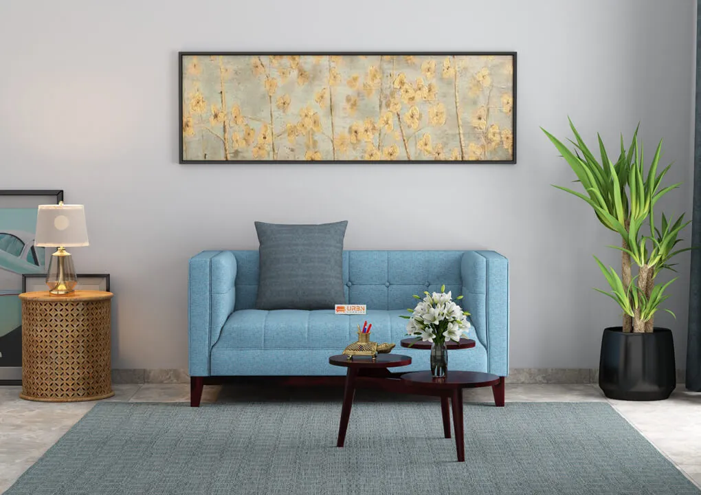 Nyra 2 Seater Upholstered Sofa (Blue)