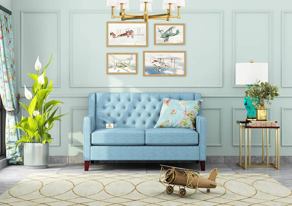 Dakota Fabric 2 Seater Sofa (Blue)