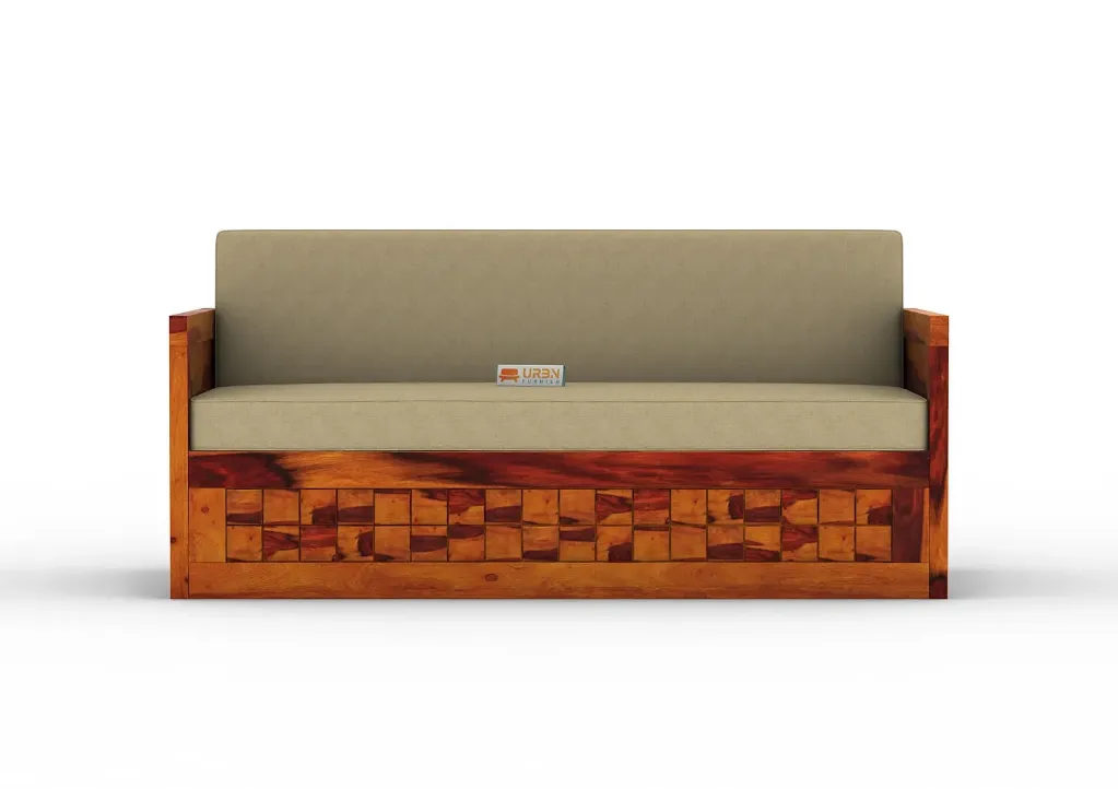 Inefable Wooden Sofa Cum Bed (Red, Honey)
