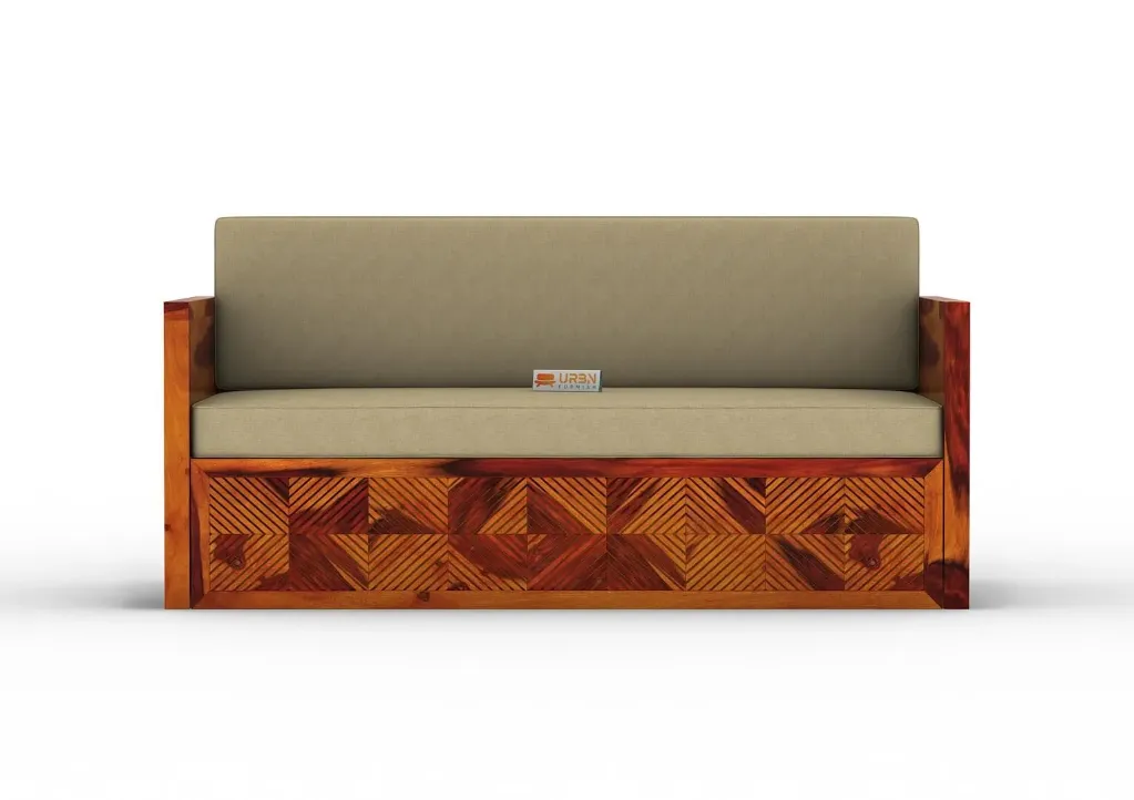 Tinsel Wooden Sofa Cum Bed (Red, Honey)