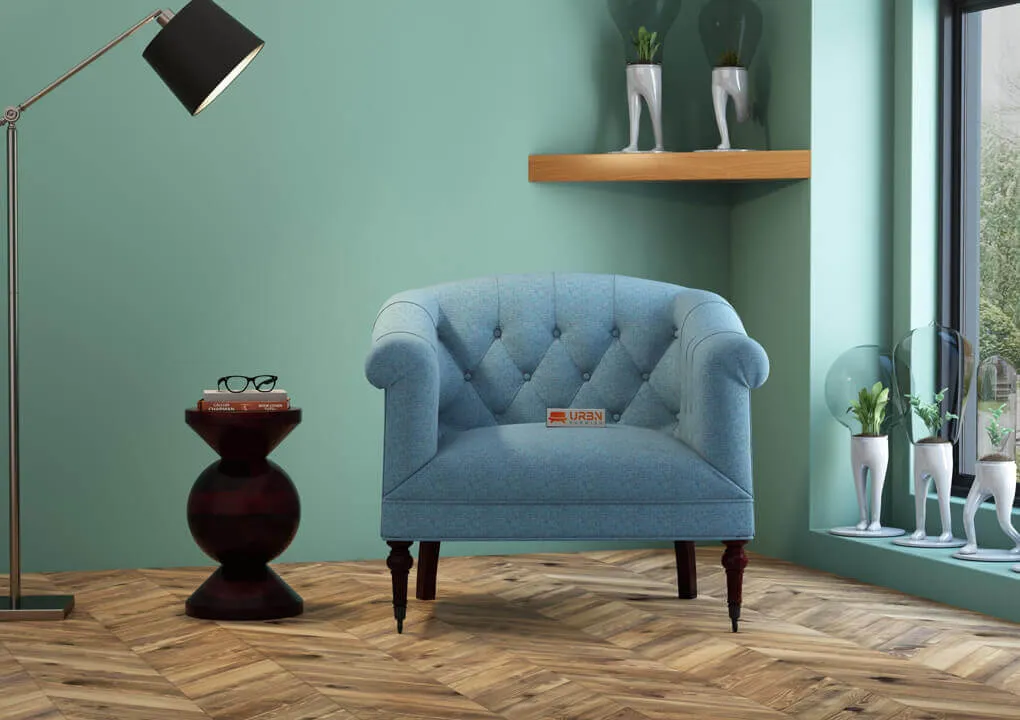 Assale Lounge Chair (Printed Fabric) (Blue)