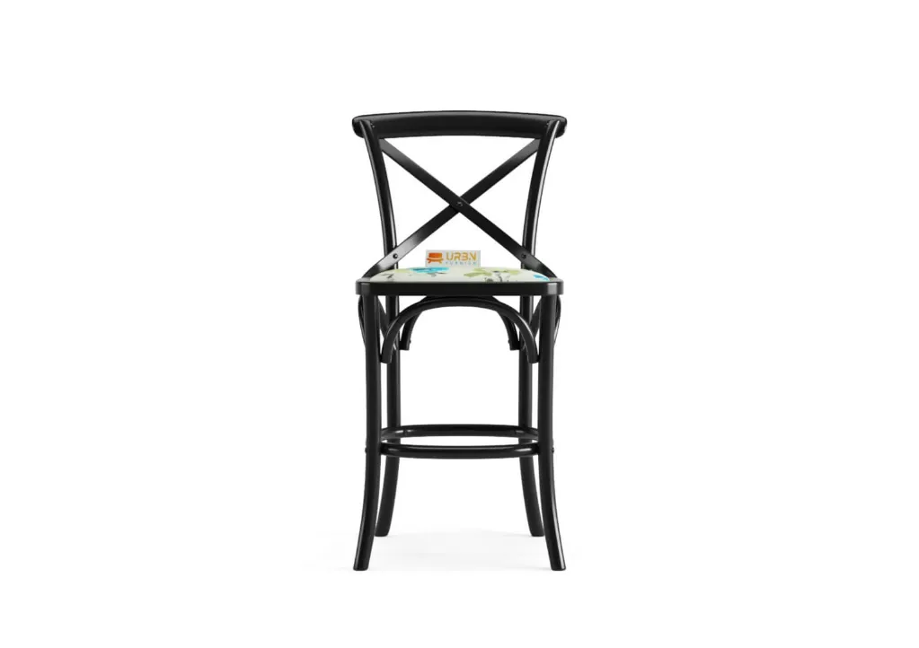 Arcline Bar Chair (Cyan,Printed Fabric)