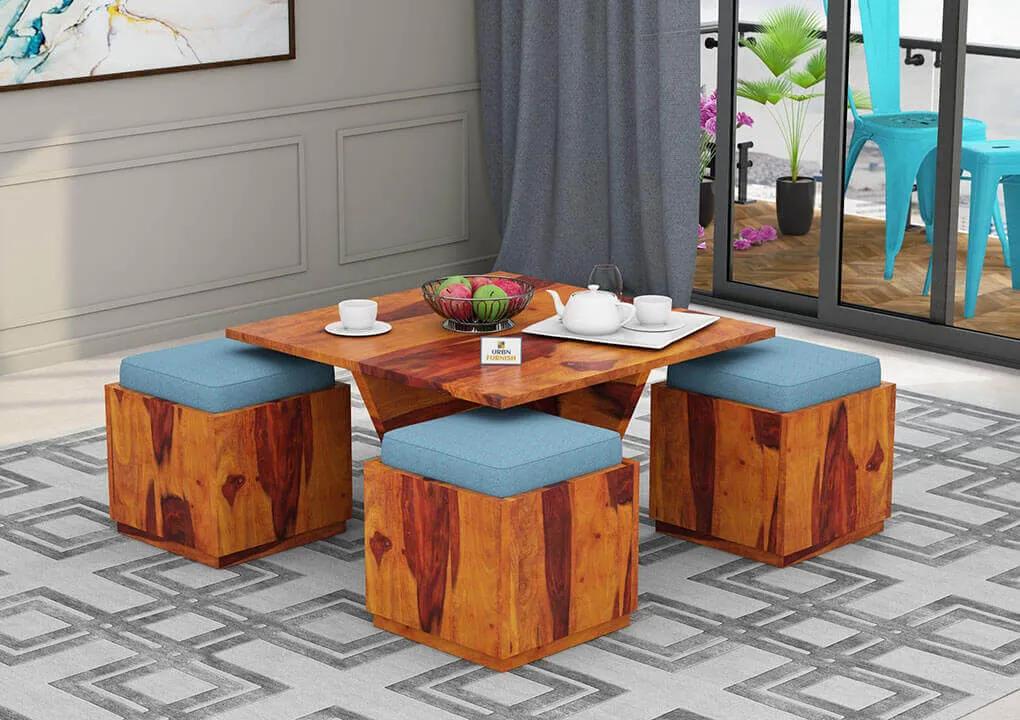 Floe Coffee Table Set (Blue, Honey)