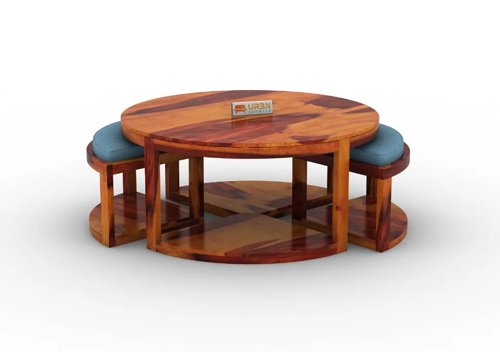 Oblik Coffee Table Set (Blue, Honey)