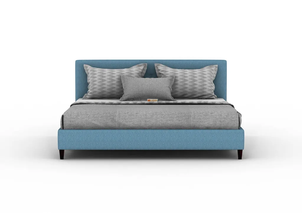 Nivaraa Upholstered Bed (Queen Size) (Blue)