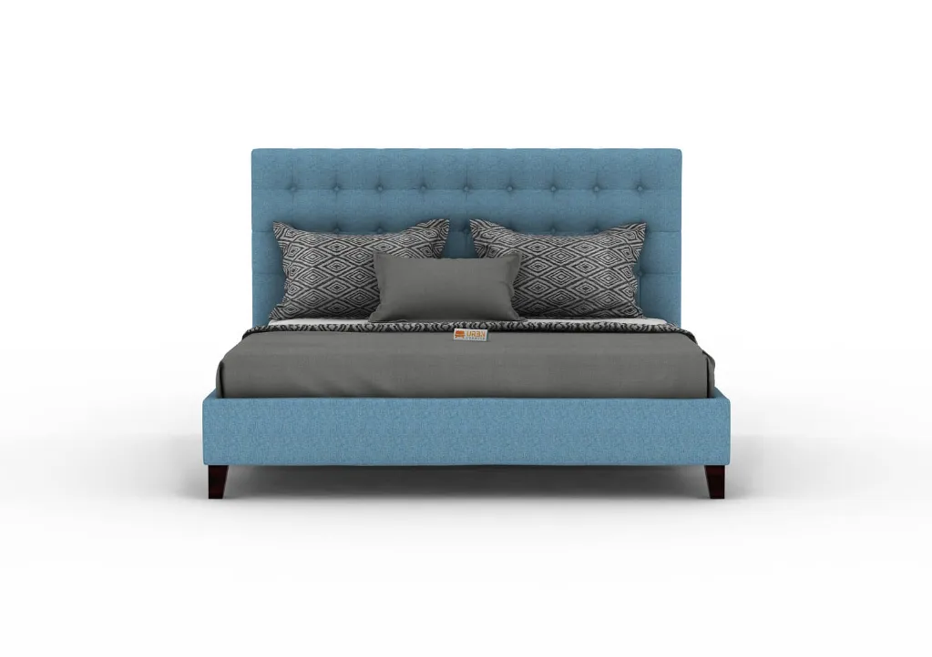 Elega Upholstered Bed (Queen Size) (Blue)