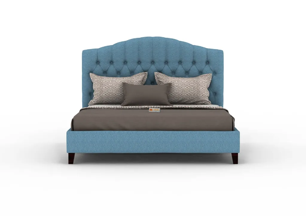 Vihas Upholstered Bed (Queen Size) (Blue)