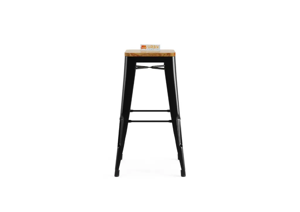 Knight Bar Stool Wooden Top (Black)
