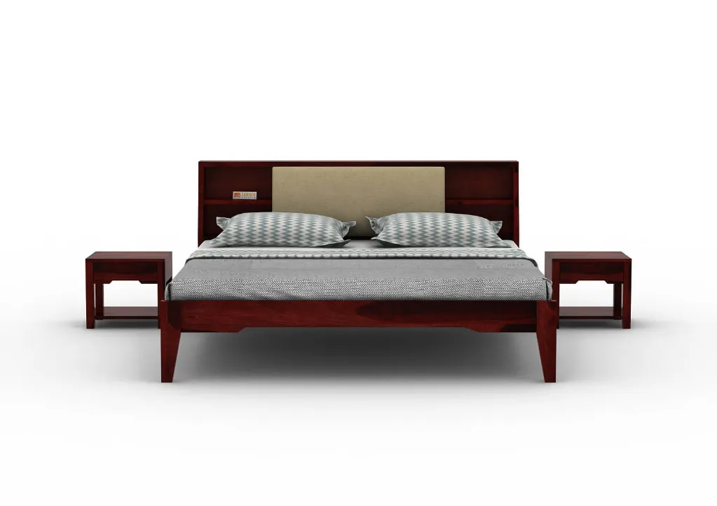 Space Empress Queen Size Bed With Drawer Storage (Honey, Blue)