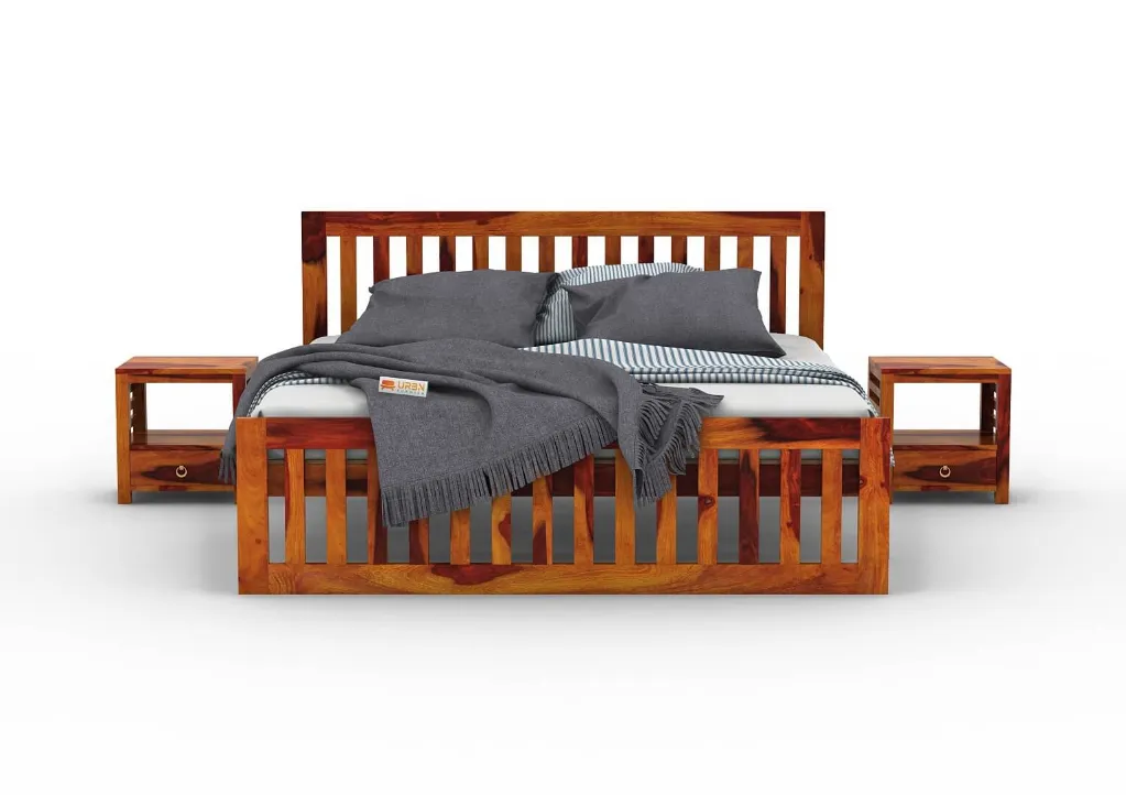 Fascia Queen Size Bed Without Storage (Honey)